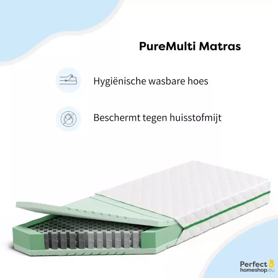 Perfectmatras Koudschuim Matras tot 150 kg 110x200 cm – HR+ Technologie – Multi Pocketvering Matras voor Zware Mensen – Pure Multi +