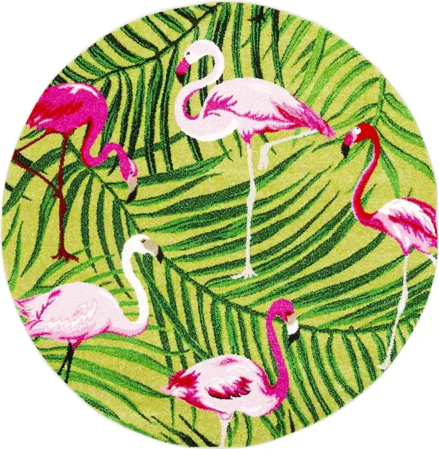 Pergamon Vloerkleed Design Faro Tropical Flamingo Round