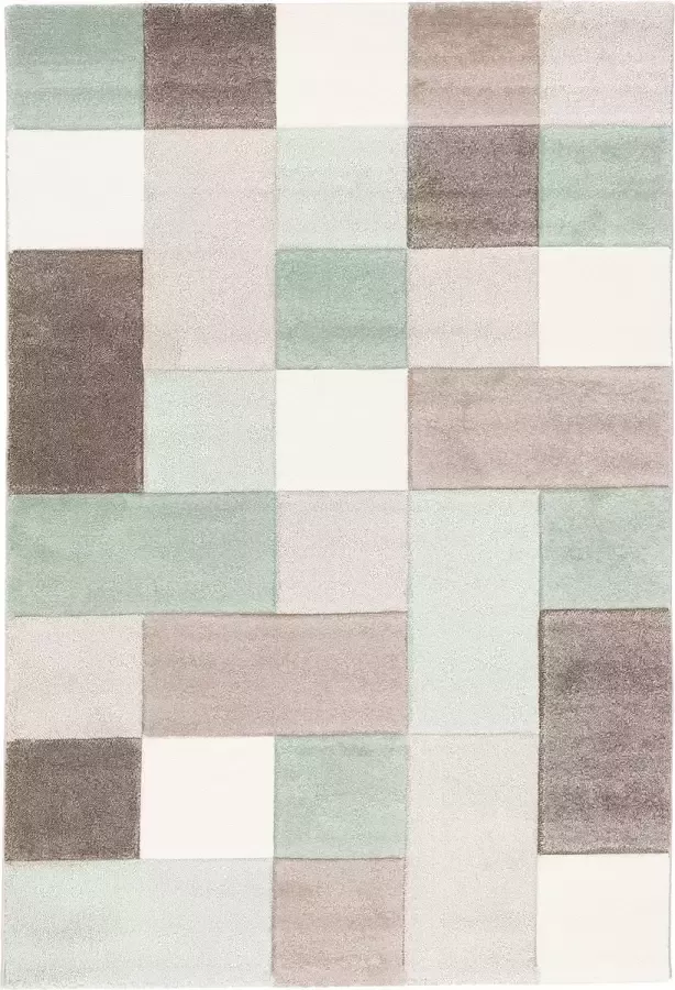Pergamon Vloerkleed Designer Maui Pastel Groen Beige Ruit