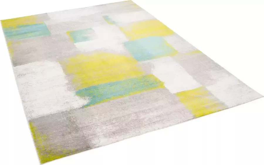 Pergamon Vloerkleed Designer Tango Check Grijs Groen Turquoise Gradient