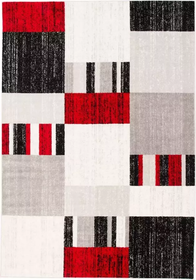 Pergamon Vloerkleed Designer Tango Modern Ruitpatroon Rood Grijs