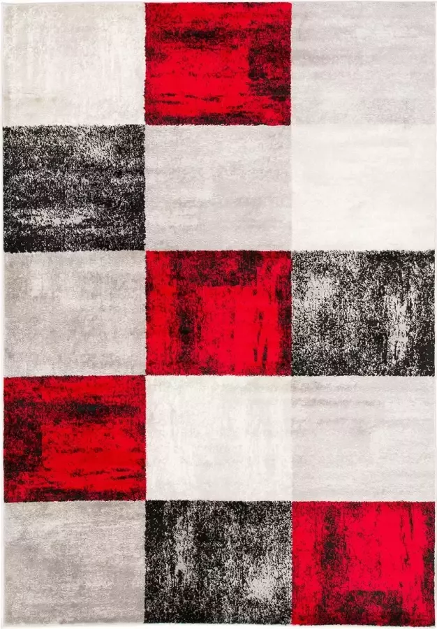 Pergamon Vloerkleed Designer Tango Rood Antraciet Ruit