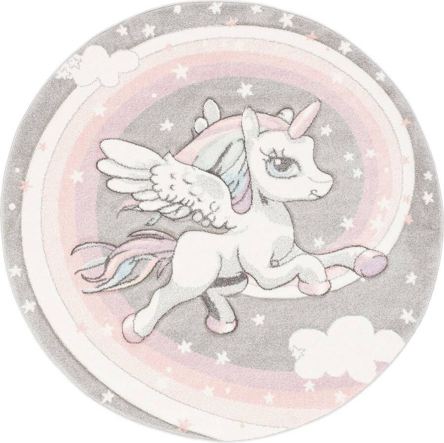 Pergamon Vloerkleed Kindertapijt Maui Kids Pastel Eenhoorn Rond