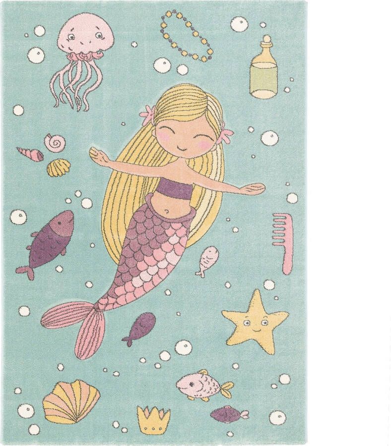 Pergamon Vloerkleed Maui Kids Kindertapijt Zeemeermin Mint Groene Pastel