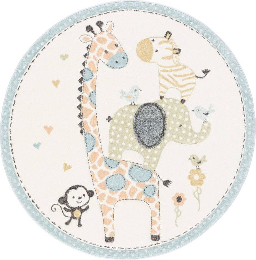 Pergamon Vloerkleed Maui Kids Safari Dieren Gekleurde Ronde