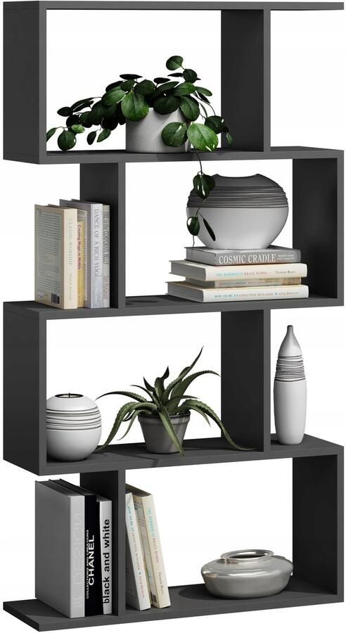 Perlavita Boekenkast BASK 4 zwart moderne boekenplank