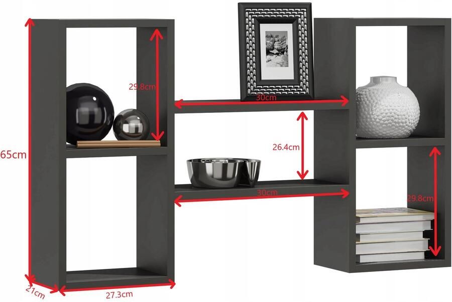 Perlavita Boekenkast POLON wandplank antracietgrijs