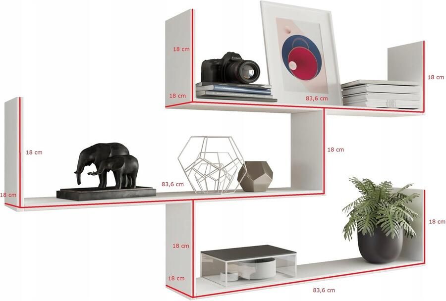 Perlavita Hangende plank THETA witte boekenkast foto's