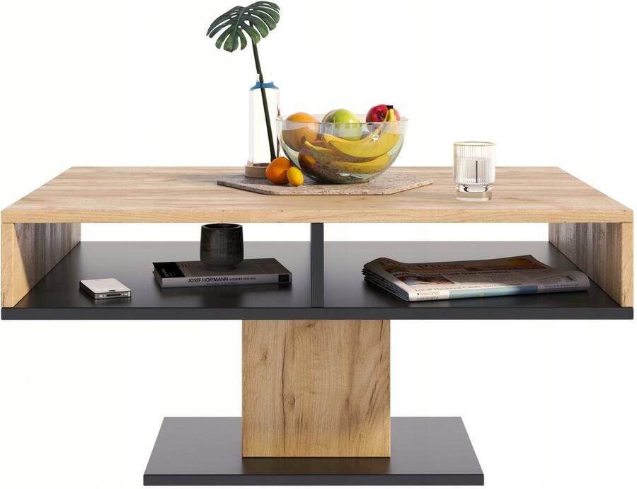 Perlavita INES bank eiken ambachtelijk-zwart Scandinavische salontafel PER