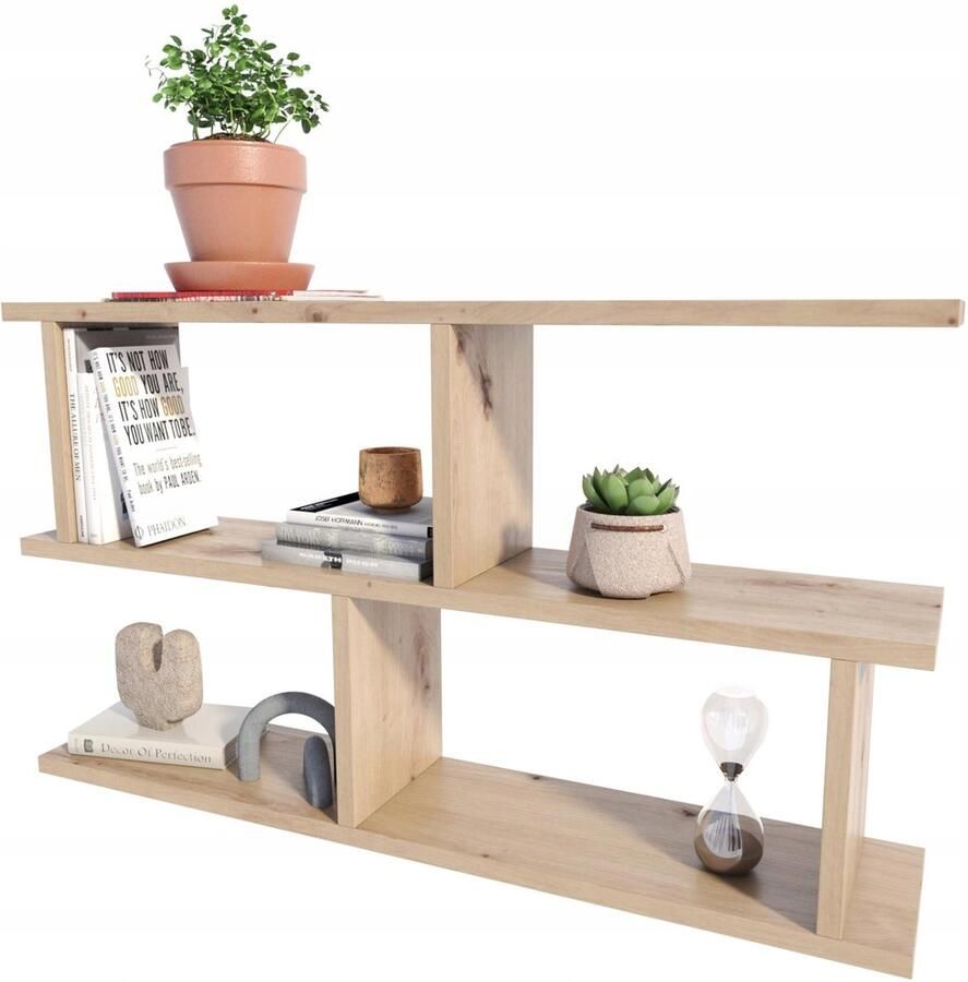 Perlavita LUNA eiken ARTISAN hangende boekenkast 2 VERSIES PER