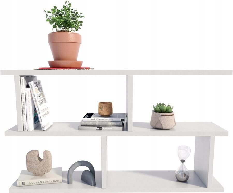 Perlavita LUNA WIT wandplank hangende boekenkast foto's 2 VERSIES P