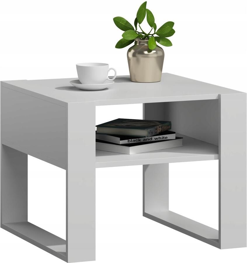 Perlavita Salontafel KAJA 60 wit met legplank