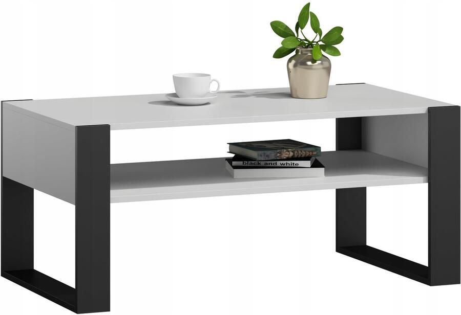 Perlavita Salontafel KAJA wit en zwart loft retro