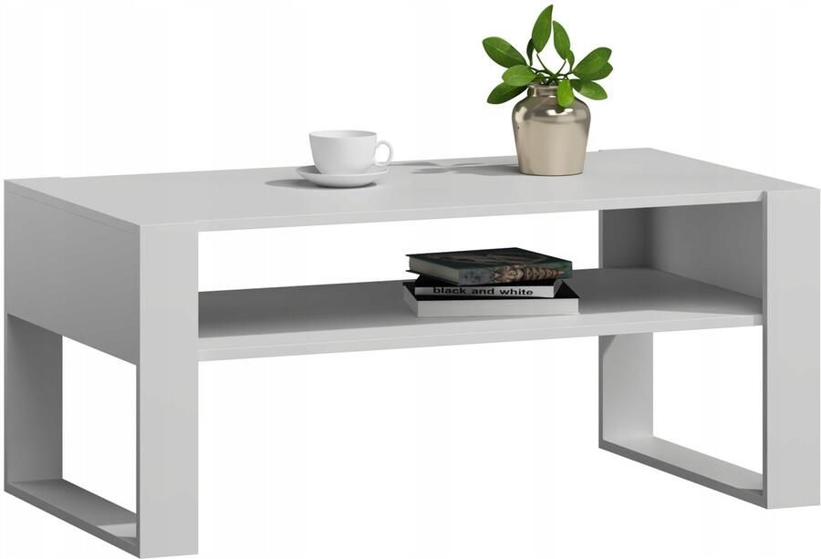 Perlavita Salontafel KAJA wit met legplank lounge wit