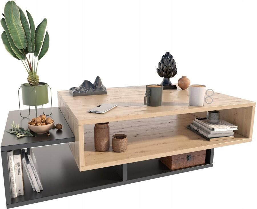 Perlavita SARA artisan zwarte loft retro salontafel