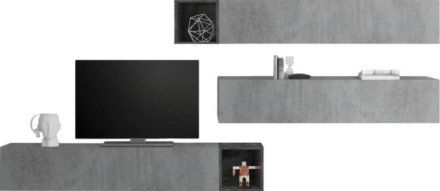 Pesaro Mobilia TV-wandmeubel Balvin in grijs beton met Oxid