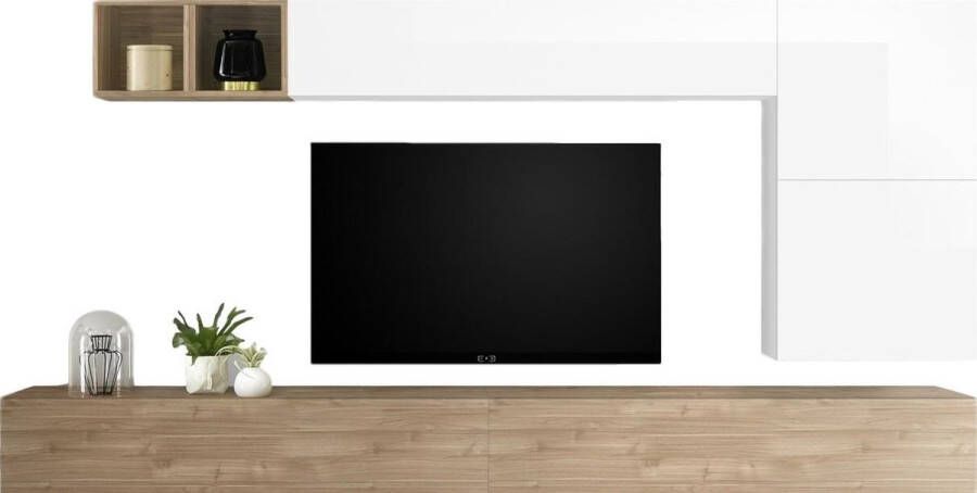 Pesaro Mobilia TV-wandmeubel set Dorado in hoogglans wit met eiken - Foto 1