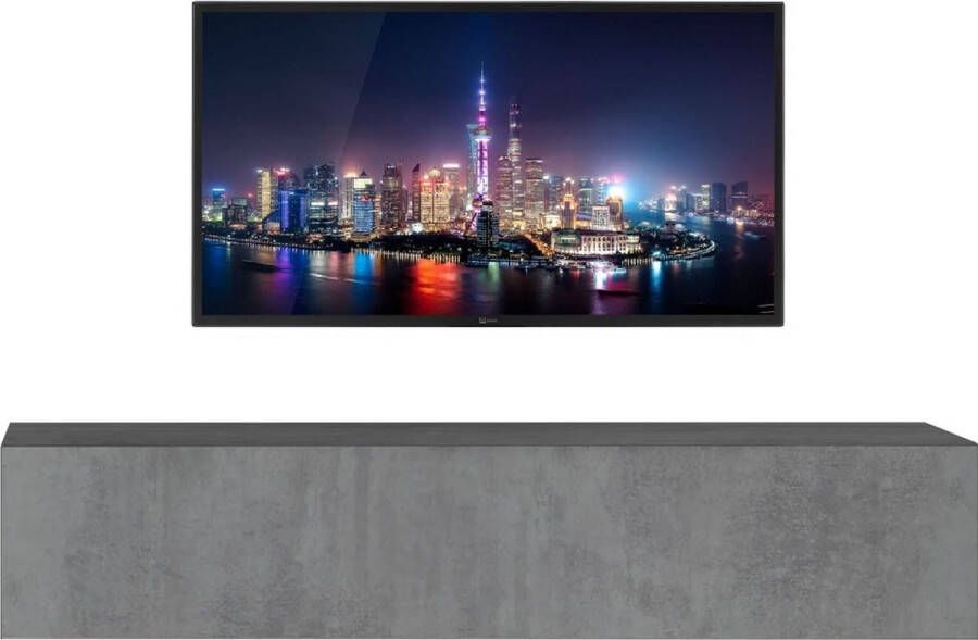Pesaro Mobilia Zwevend Tv-meubel Tesla 138 cm breed in grijs beton