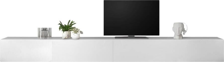 Pesaro Mobilia Zwevend Tv-meubel Tesla 276 cm breed in hoogglans wit