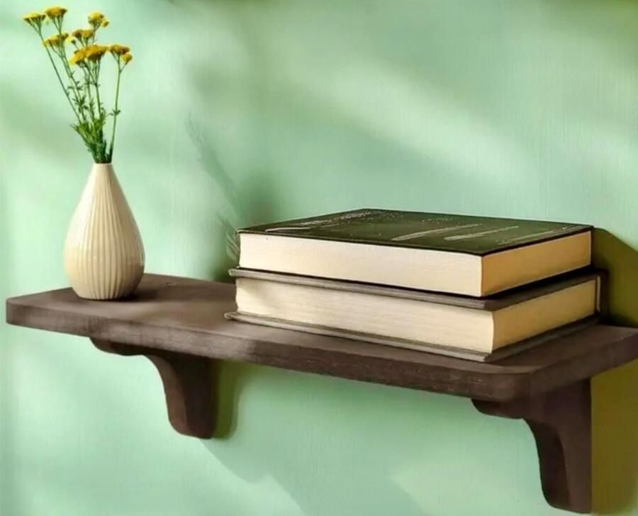 Pete's Home Deco -Donkerbruin-2 stuks--kinderboekenplank-40 5cm-wandplank-wandrek-boekenrek- hout-opbergplank-Kinderboekenrek-hangplank-kinderkamer-boekenkast-boekenplank - Foto 2