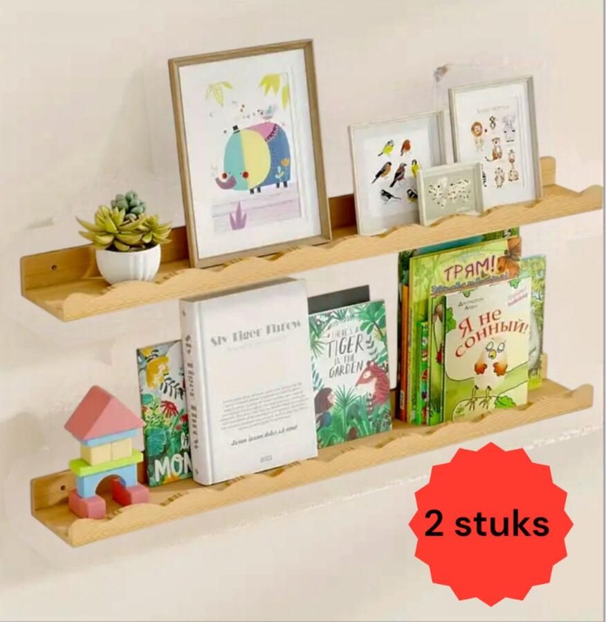 Pete's Home Deco houten plank-kinderboekenplank--wandplank-keukenrek-boekenrekken-kruidenrekken- boekenrek-wandrek- opbergrekken - Foto 2