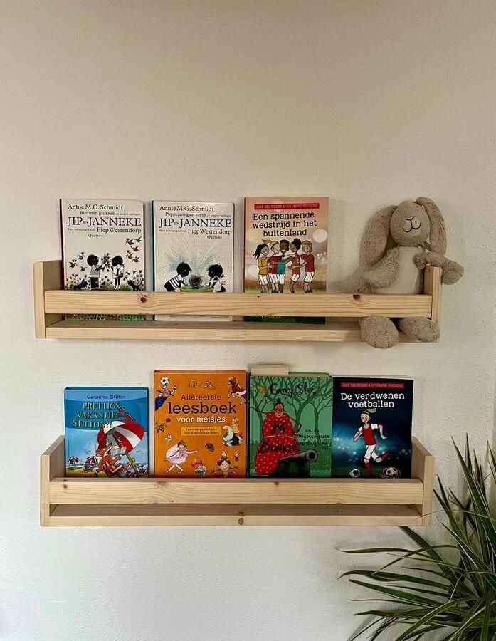 Pete's Home Deco -kinderboekenplank-65cm-wandplank-wandrek-boekenrek-hout-opbergplank-kinderboekenrek-hangplank-kinderkamer-boekenkast