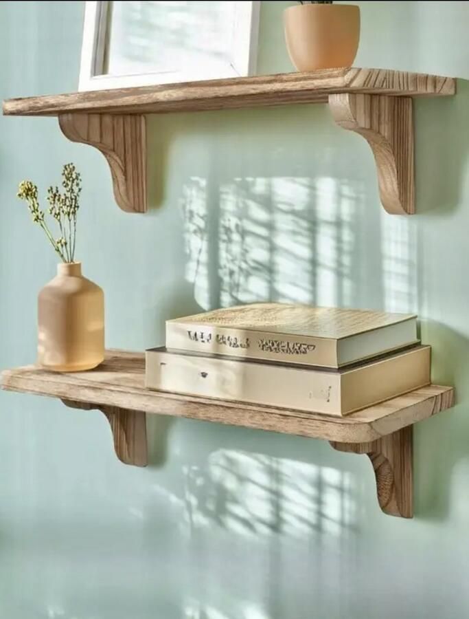 Pete's Home Deco -lichtbruin-2 stuks-kinderboekenplank-40 5cm-wandplank-wandrek-boekenrek- hout-opbergplank-Kinderboekenrek-hangplank-kinderkamer-boekenkast-boekenplank