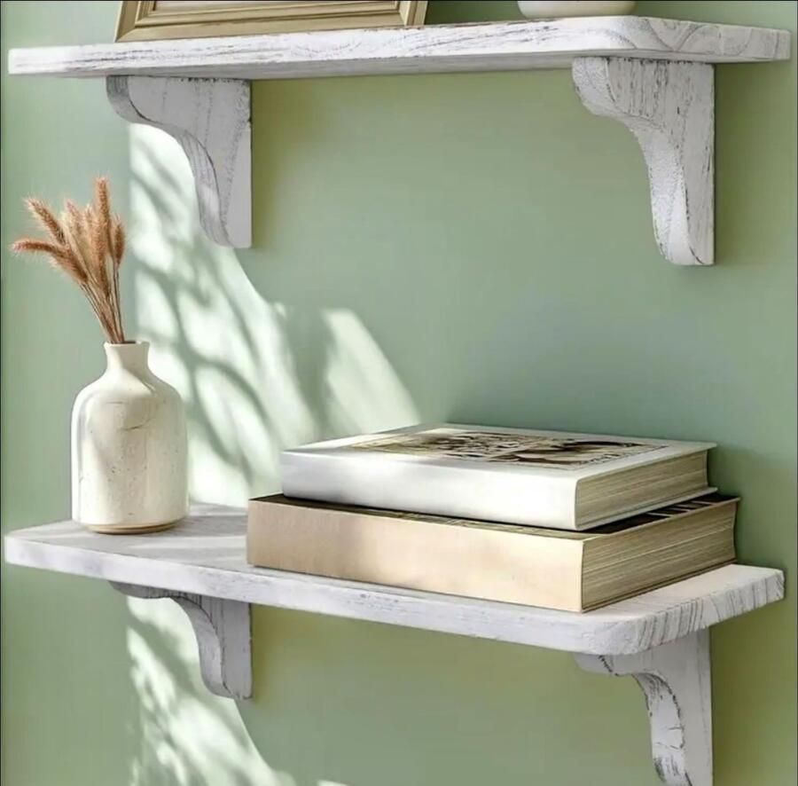 Pete's Home Deco -Whitewasch-2 stuks-kinderboekenplank-40 5cm-wandplank-wandrek-boekenrek- hout-opbergplank-Kinderboekenrek-hangplank-kinderkamer-boekenkast-boekenplank