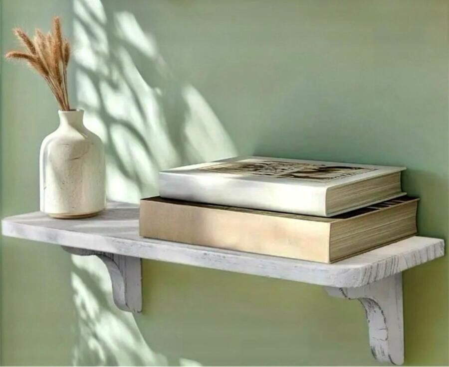 Pete's Home Deco -Whitewasch-2 stuks-kinderboekenplank-40 5cm-wandplank-wandrek-boekenrek- hout-opbergplank-Kinderboekenrek-hangplank-kinderkamer-boekenkast-boekenplank - Foto 2