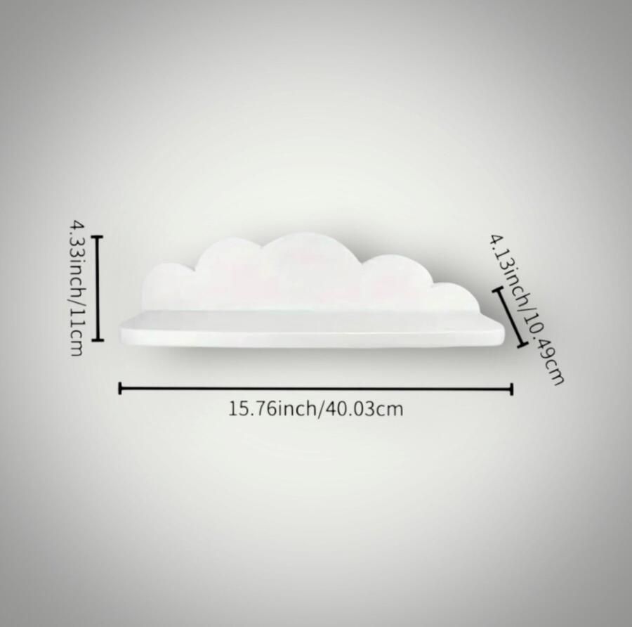 Pete's Home Deco Wolkjes-Kinderboekenplank--wandplank-wandrek-boekenrek- hout-opbergplank-Kinderboekenrek-hangplank-kinderkamer-boekenkast-boekenplank