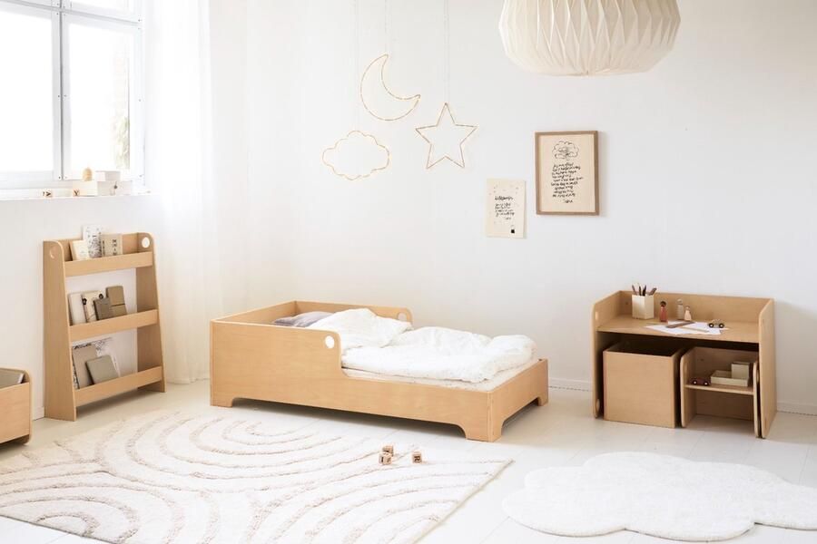 Petite Amelie Petite Amélie Houten Boekenrek kind Kinderboekenkast met Drie Schappen Montessori boekenkast voor kinderkamer Naturel