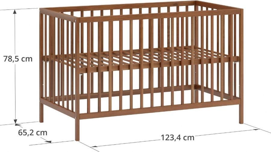 Petite Amelie Petite Amélie Ledikant 60 x 120 cm Lattenbodem instelbaar in 3 hoogtes Geschikt tot ongeveer 2 jaar Stevig Bed dankzij Massief Hout & Sterk Plaatmateriaal Walnoot