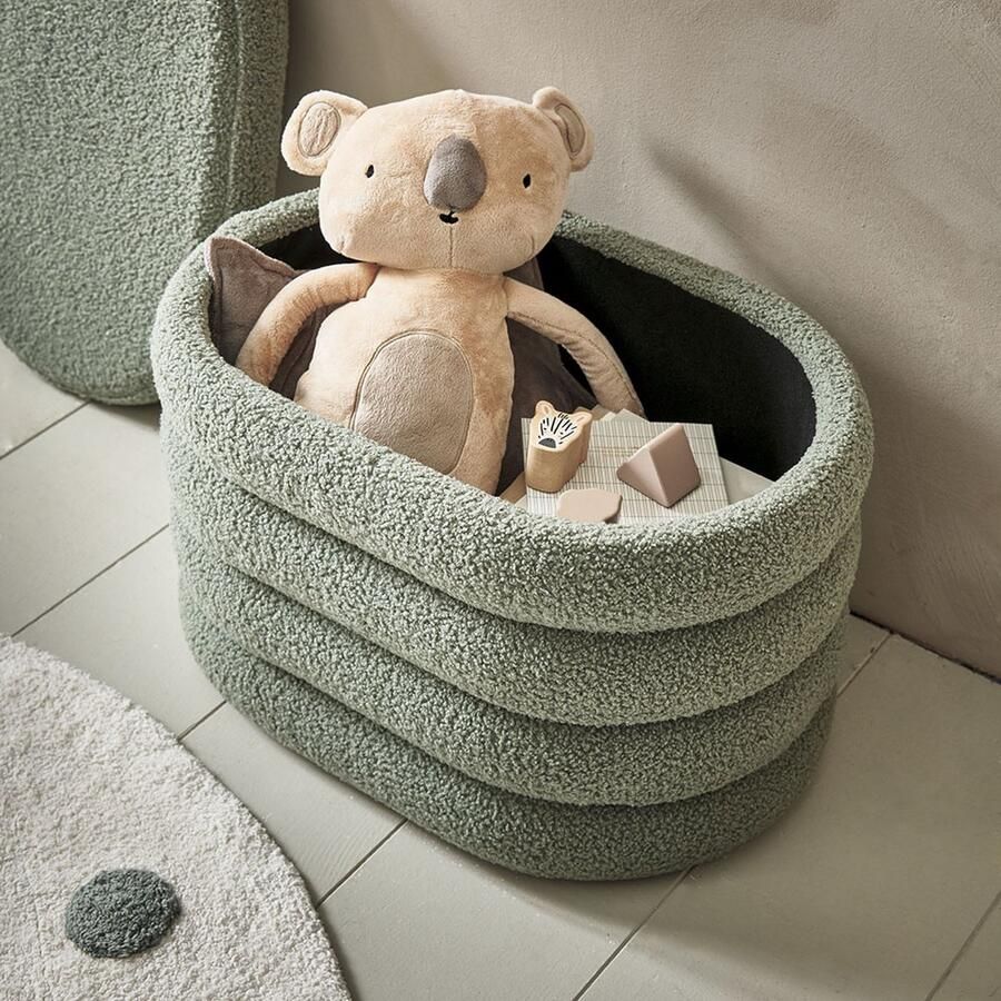 Petite Amelie Petite Amélie Poef met Opbergruimte Groen Teddy Opbergpoef met Zachte Stof Creëer een knus Zitplekje Combineer Gemak Elegantie & Opslag