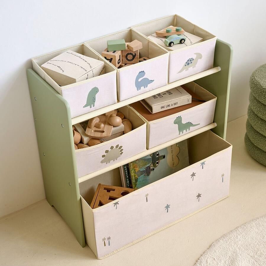 Petite Amelie Petite Amélie Speelgoedkast met opbergbakken Dino Met zes opbergbakken Toegankelijke hoogte