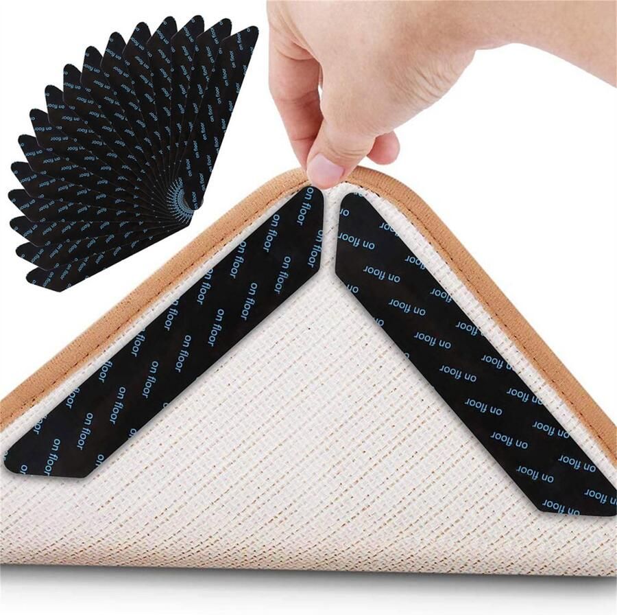 Peysaitr Anti-slip Sticker- Antislip ondertapijt Herbruikbaar & wasbaar Voor tapij vloerkleed douchemat en meer verwijderbaar zwart 13x2.5x0.2cm 16 stuks