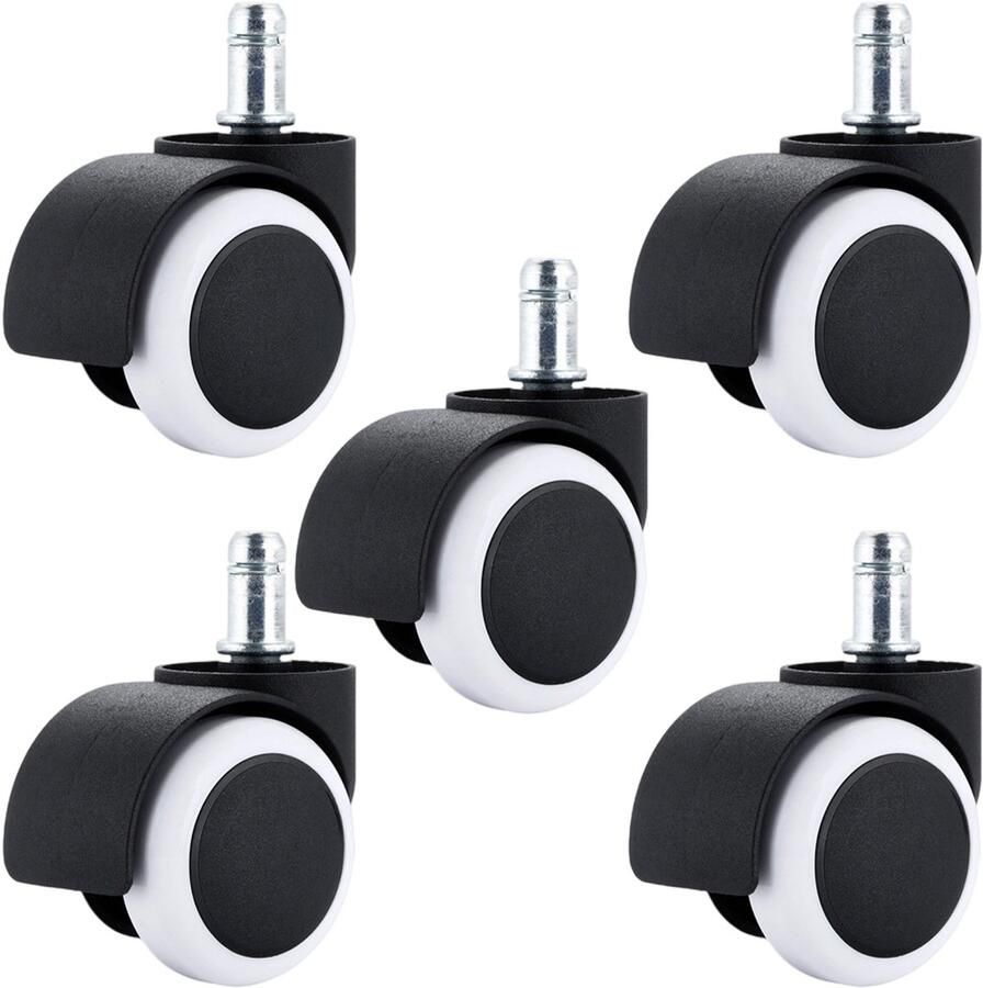 Peysaitr Bureaustoel wieltjes Meubelwielen 2 Inch Universele Zwenkwielen Voor Bureaustoel & Meubels Stil & Krasvrij PVC & Nylon Set van 5