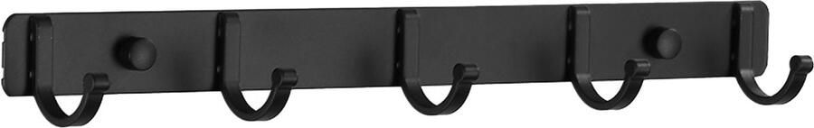 Peysaitr Kapstok Aluminium Kapstok met 5 haakjes voor jas handtas handdoek Badkamer- en keukenhaken Zwart 36cm 1 stuk