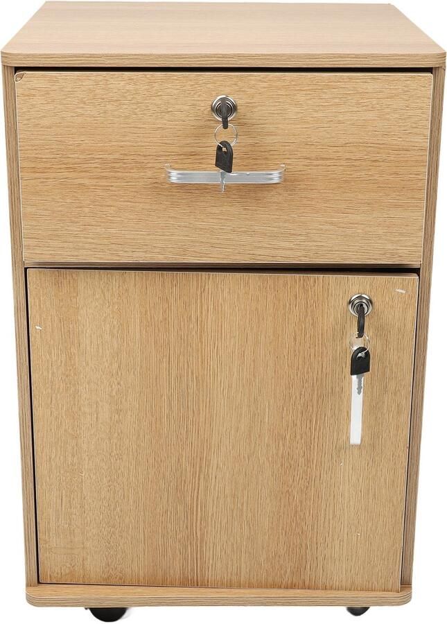 Peysaitr Mobiele archiefkast Meerdere laden Stevige onder bureau rollende archiefkast met sloten en wielen voor thuiskantoor Eiken kleur