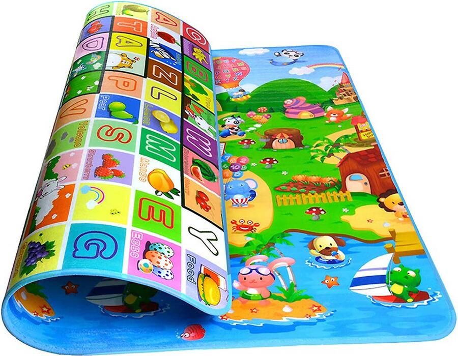 Peysaitr speelmat 1 8 m * 1 2 m opvouwbare grote antislip kruipmat dubbelzijdige speelbare baby-peuter kruipmat geschikt als kruipdeken voor kinderen yogamat picknickdeken en oefenmat