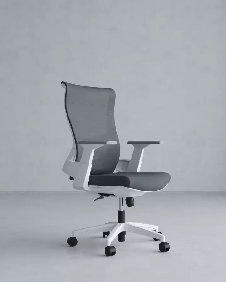 Projectgroothandel Ergonomische Bureaustoel – Verstelbaar en Draaibaar – Comfortabele Rugondersteuning – Hoogwaardig en Stijlvol Design voor Thuis en Kantoor Wit Grijs