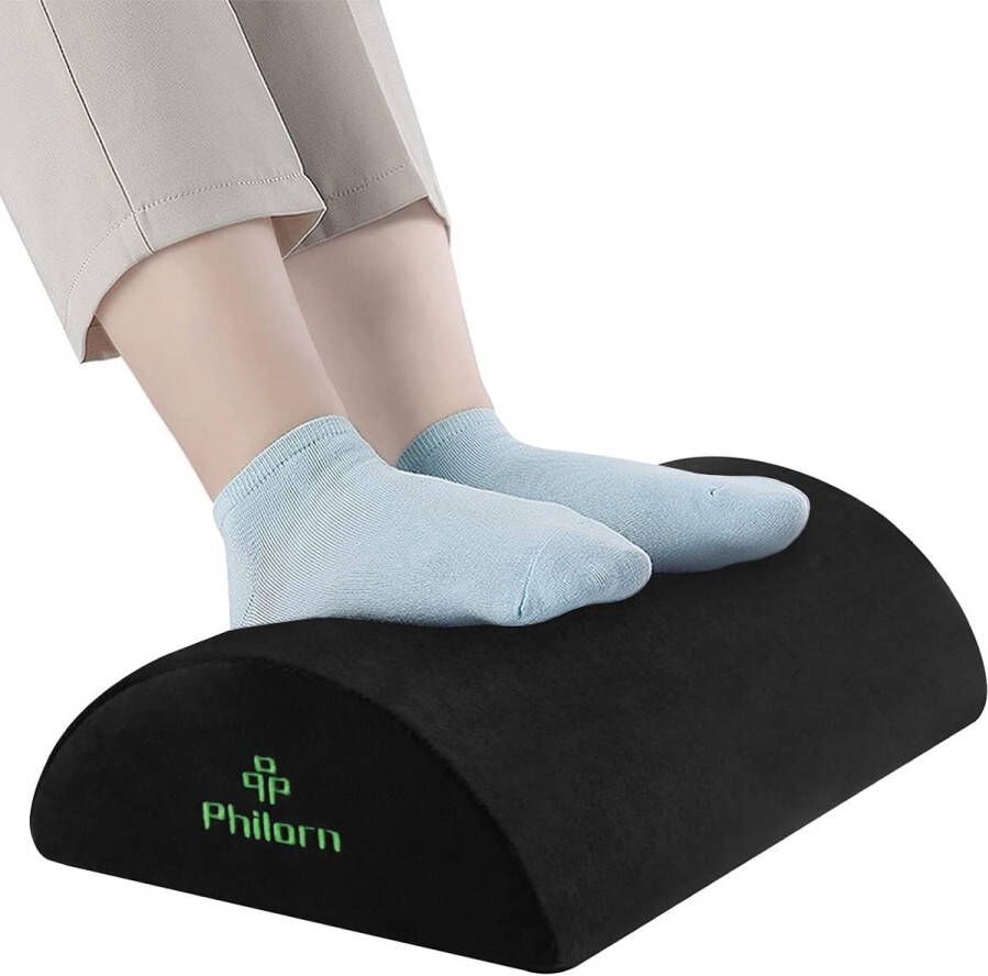 PHILORN Ergonomische Voetensteun bureau Voetenkussen Traagschuim kussen Voetenbankje voor kantoor Zwart