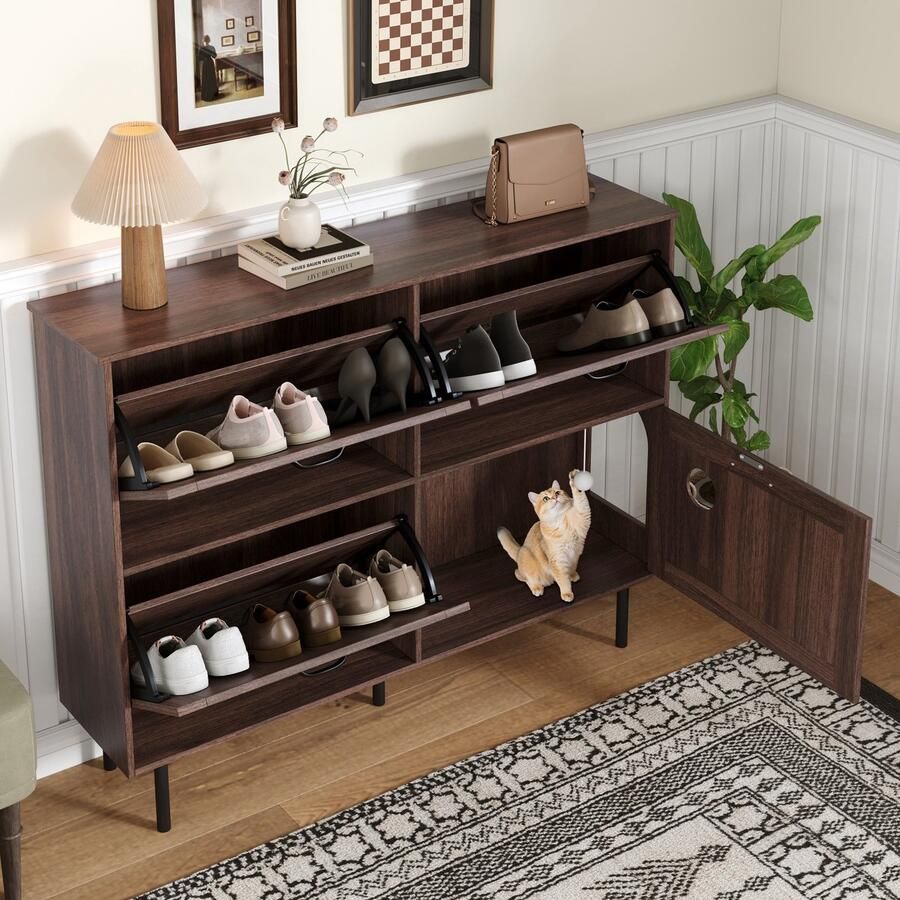 PHOEBE CAT Sweiko Schoenenkast 3 deuren Huisdiervriendelijk Inclusief speelbal Donkerbruin