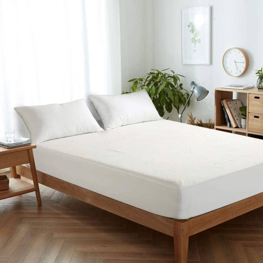 Phreeze Bamboe Matrasbeschermer 160x200 Waterdicht Hypoallergeen Antibacterieel Rondom Elastiek Waterdichte Matras Beschermer Incontinentie Matrashoes Matrasbeschermers Hoeslaken Molton 160 x 200 CM Wit