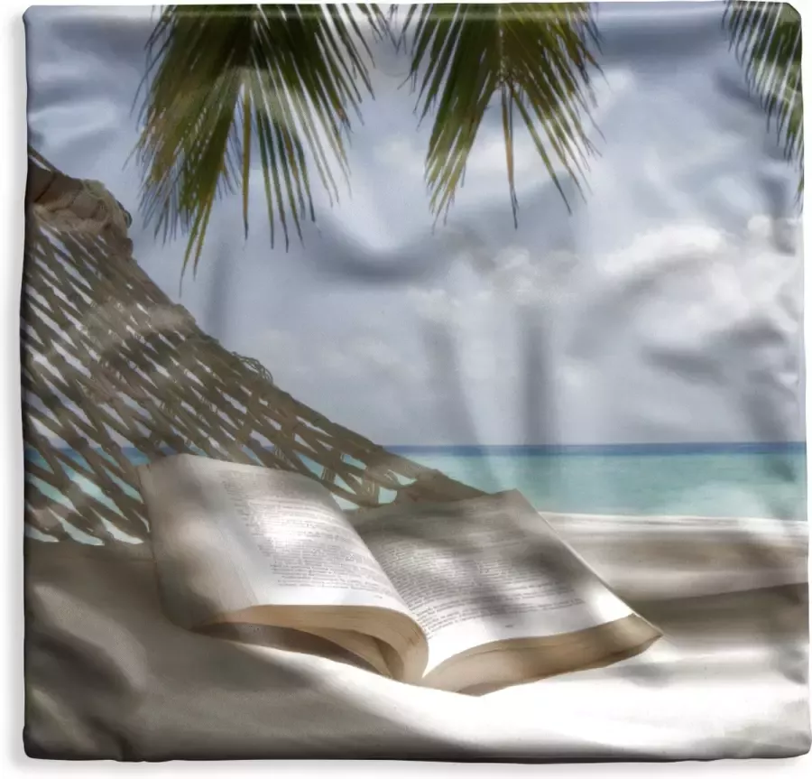 PillowMonkey Kussenhoes 40x40 cm Hangmat Boek Strand Katoen Polyester Voor Binnen