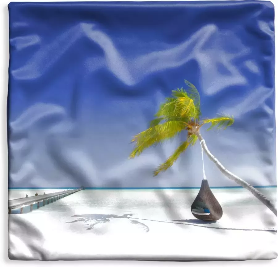 PillowMonkey Kussenhoes 40x40 cm Hangmat Palmboom Strand Katoen Polyester Voor Binnen