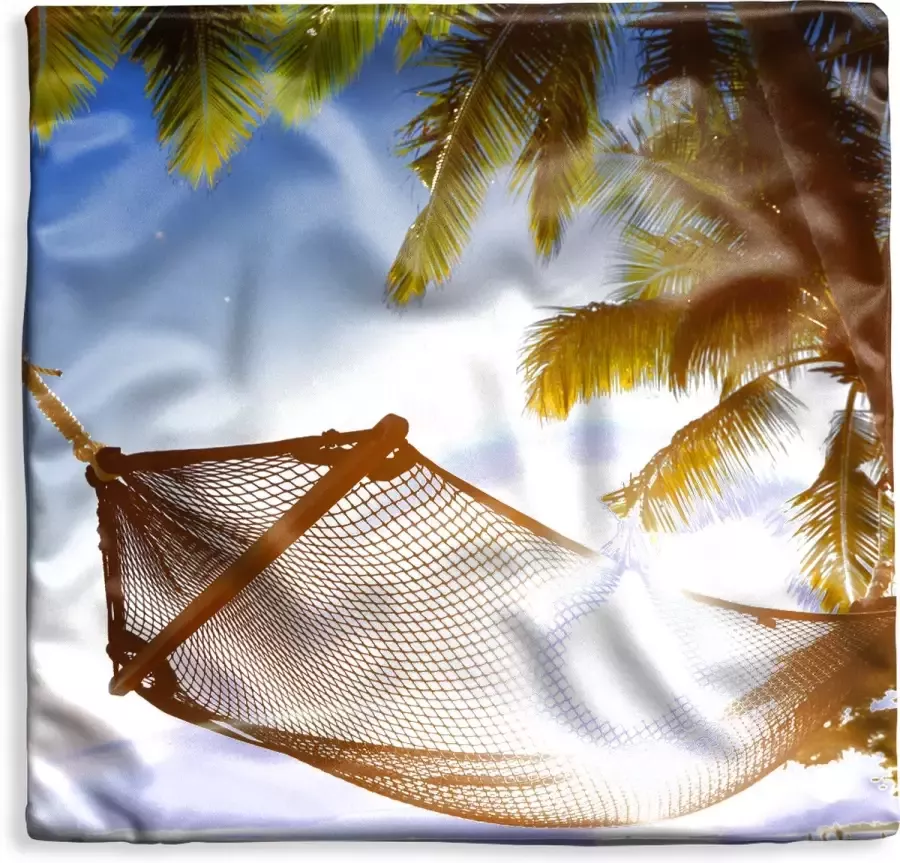 PillowMonkey Kussenhoes 40x40 cm Hangmat Strand Zon Katoen Polyester Voor Binnen