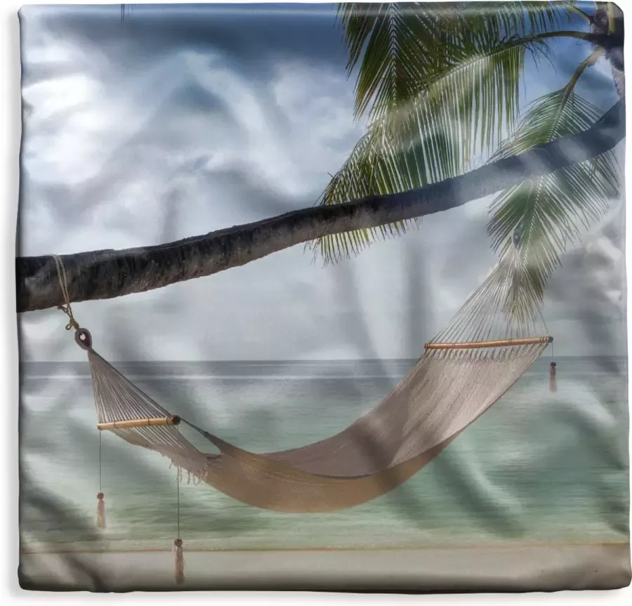 PillowMonkey Kussenhoes 40x40 cm Palmboom Hangmat Strand Katoen Polyester Voor Binnen