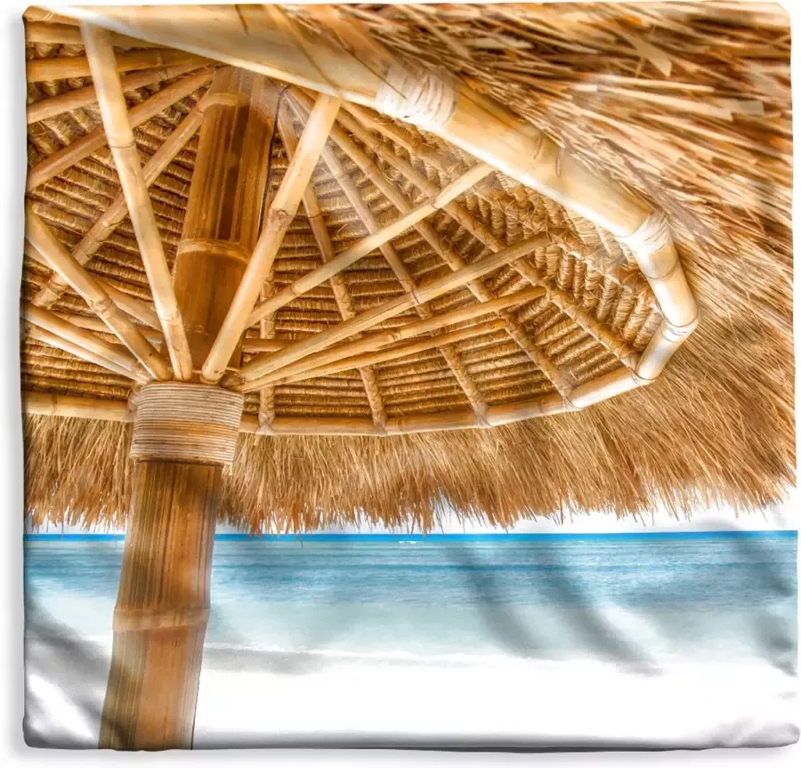 PillowMonkey Kussenhoes 40x40 cm Parasol Strand Zee Tropisch Katoen Polyester Voor Binnen