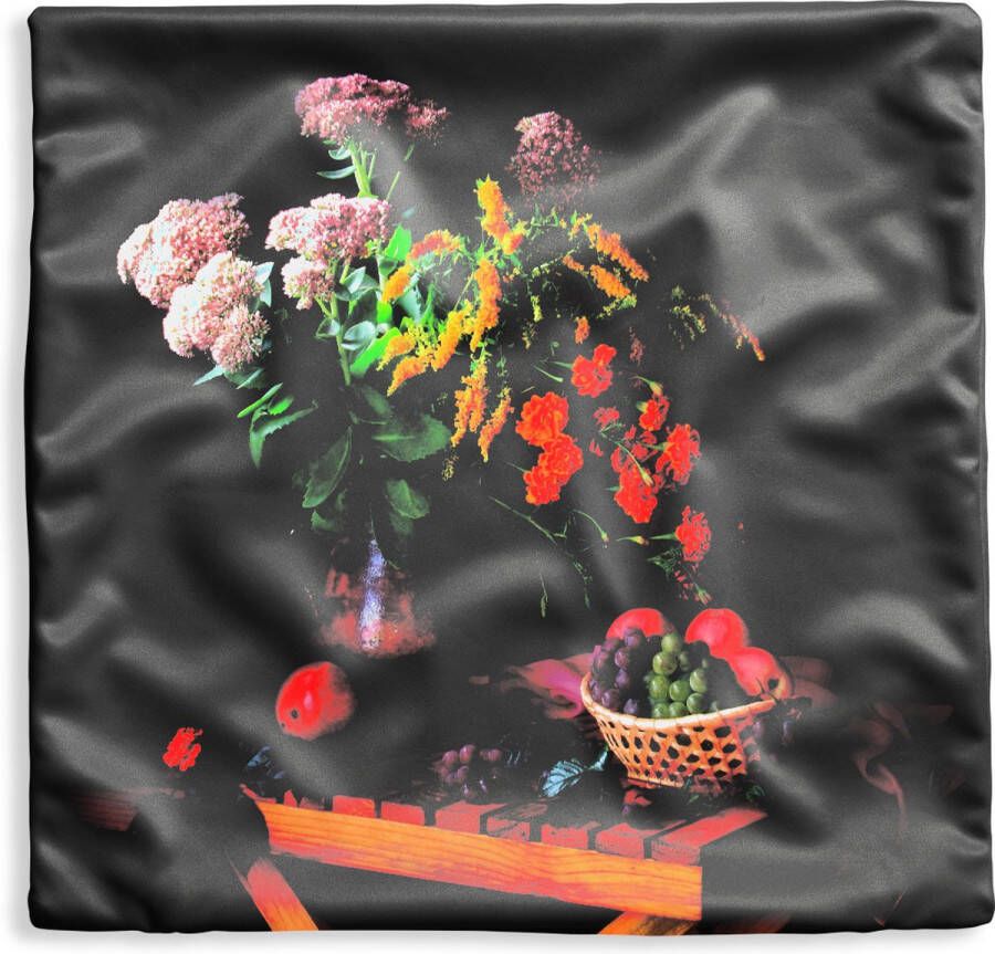 PillowMonkey Kussenhoes 40x40 cm Schilderij Stilleven Fruit Bloemen Tafel Kunst Katoen Polyester Voor Binnen