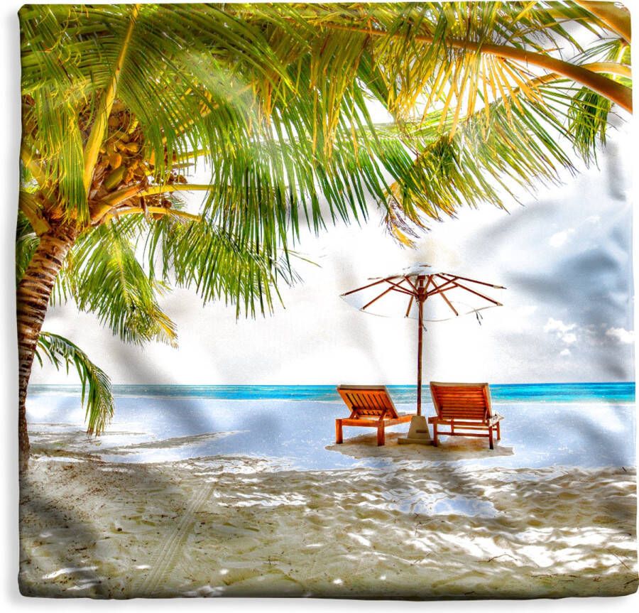 PillowMonkey Kussenhoes 40x40 cm Strand Strandstoel Parasol Katoen Polyester Voor Binnen